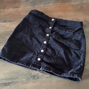 Girls Faux Black Button-Up Denim Skirt